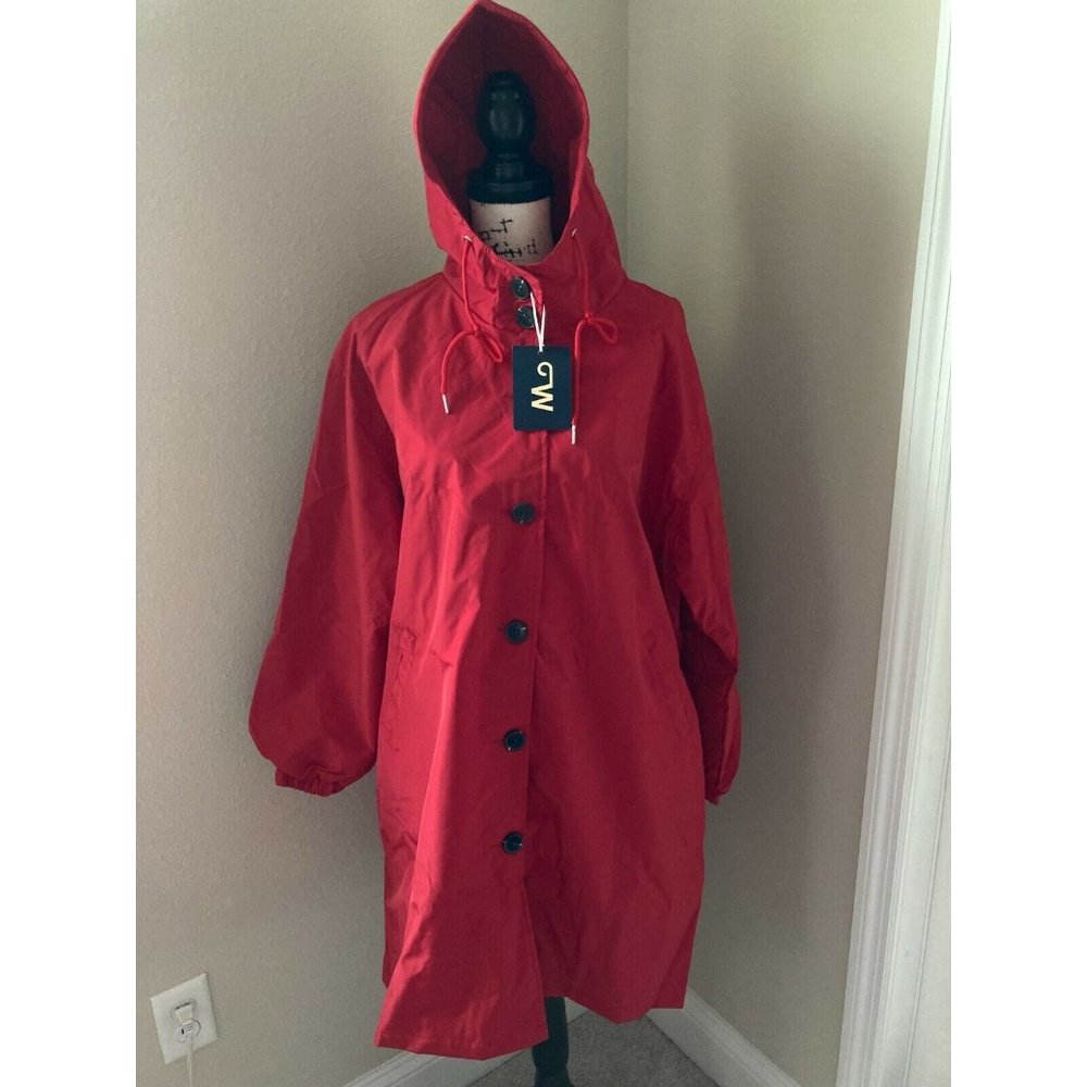 WINDBREAKER RED RAINCOAT JACKET - WOMEN'S SIZE XL - NWT